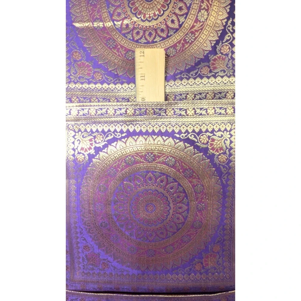Handmade Purple Gold Brocade Hanging Wall Organizer 3 Pocket Mail Holder Boho
